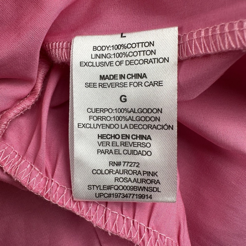 French Connection Pink Embroidered Cotton Midi Dress Large Boho Peasant Resort - Picture 10 of 11